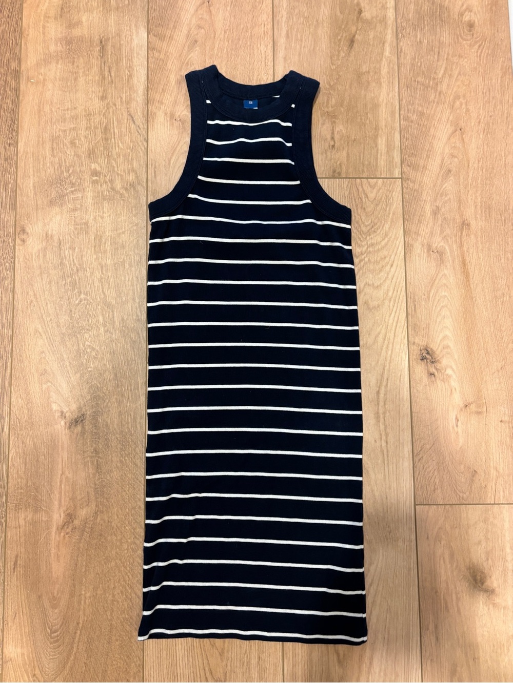 Old Navy Navy and White Striped Midi Tank Dress